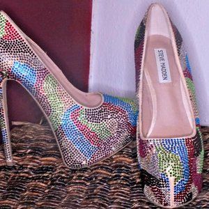 Steve Madden Multicolor Rhinestone Platforms Heels